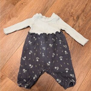 Grayson Mini Cute Mint and Gray Babygirl Romper